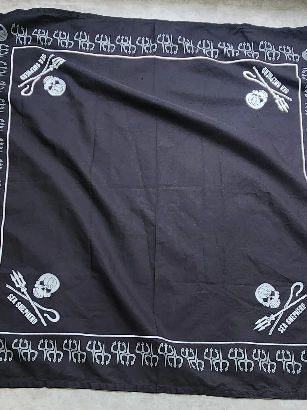 Sea Shepard Unisex Cotton Bandana Black Skull Print Punk Rock